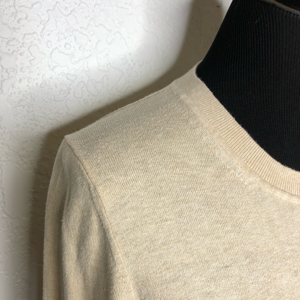 Quince oatmeal cream tan organic cotton cashmere lightweight sweater size Medium - Picture 6 of 14